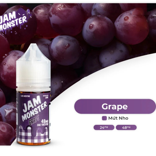 JAM MONSTER Salt Nic 30ml Mứt Nho - Grape