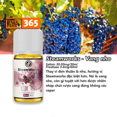 STEAMWORKS Grape Wine Salt Nic  - Rượu Vang Nho Huyền Thoại