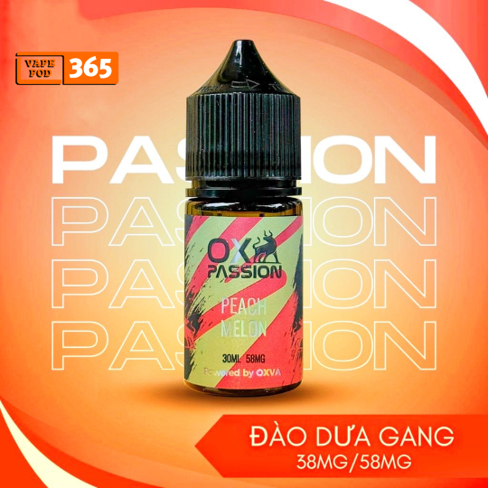 OX PASSION Vị Mới Đào Dưa Gang Lạnh 30ml - Tinh Dầu Salt Nic OXVA 38/58ni Peach Melon Ice