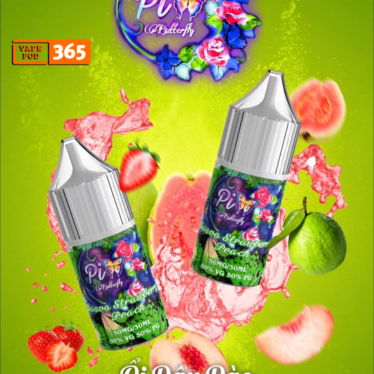 PIX BUTTERFLY Salt Nic 30ml Guava Strawberry Peach - Ổi Dâu Đào